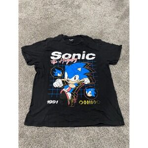 T-Shirt Old Navy Mens Black Excellent Sonic the Hedgehog Graphic Large